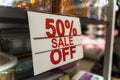 50 percentage sale off discount banner advertise frame in a shopping store mock Royalty Free Stock Photo