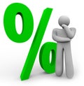 Percentage Sign - Thinking Man and Percent Symbol Royalty Free Stock Photo
