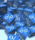 Percentage signs on cubes - 3d rendering Royalty Free Stock Photo