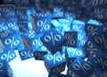 The percentage signs on cubes - 3d rendering Royalty Free Stock Photo