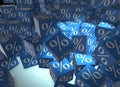 The percentage signs on cubes - 3d rendering Royalty Free Stock Photo