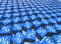 The percentage signs on cubes - 3d rendering Royalty Free Stock Photo