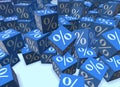 The percentage signs on cubes - 3d rendering Royalty Free Stock Photo