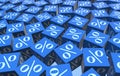 Percentage signs on cubes - 3d rendering Royalty Free Stock Photo