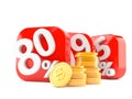 Percentage symbol with stack of coins Royalty Free Stock Photo