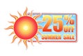 25 percentages off summer sale in label with sun Royalty Free Stock Photo