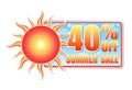 40 percentages off summer sale in label with sun