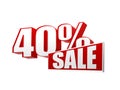 40 percentages sale in 3d letters and block