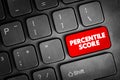Percentile Score displayed on keyboard button illustrating statistics, ranking, data analysis, performance measurement, evaluation Royalty Free Stock Photo