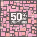 50 percents off sale web banner template with pink shopping bags