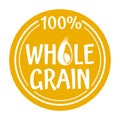 100 percents Whole Grain Yellow circular badge