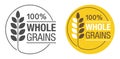 100 percents Whole Grains, badge for cereals