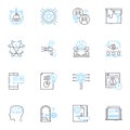 Perception and intuition linear icons set. Insight, Sensing, Sixth sense, Gut feeling, Awareness, Cognition, Discernment