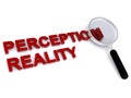 perception reality under magnifier glass on white Royalty Free Stock Photo