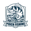 Perch Fishing Club Logo Design Royalty Free Stock Photo