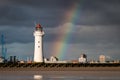 Perch Rock Lighthouse with a rainbow Royalty Free Stock Photo