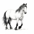 Hyper-realistic Upright Horse Drawing: Detailed Editorial Illustration