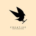 perching bird silhouette icon logo