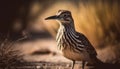 Perching bird watching, sunset beauty in nature generated by AI