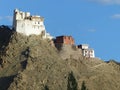 Perching Fort and Namgyal on the top of the mountains to Leh in Ladakh, India.