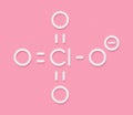 Perchlorate anion, chemical structure. Salts are used in rocket propellants. Skeletal formula. Royalty Free Stock Photo