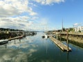 Percival Landing Park boardwalk. Budd Inlet, Olympia, WA Royalty Free Stock Photo