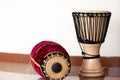 The percussion instruments mridangam and djembe