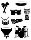 percussion musical instruments set icons stock vector illustration Royalty Free Stock Photo