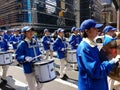 Percussion Section of a Marching Band, Cymbals and Drums in a Parade in New York City, NYC, NY, USA