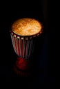 Percussione a djembe skin African percussion instrument Royalty Free Stock Photo