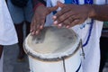 Percussionist hands playing atabaque. African music