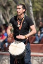 Percussionist performing outdoors