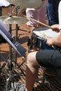 Percussionist plays the drums on the 4th of July