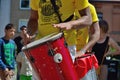 Percussionists in close up at festival Royalty Free Stock Photo