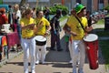 Percussionists in close up at festival Royalty Free Stock Photo