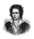 Percy Bysshe Shelley was one of the major English Romantic poets. in the old book the History essays, by V.M. Friche, 1908, Moscow Royalty Free Stock Photo