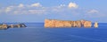 Aerial view of PercÃÂ© Rock and village in Quebec