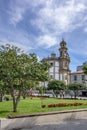 Peregrina virgin church from Herreria square in Pontevedra city