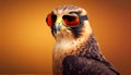 Peregrine Falcon (Falco peregrinus) in tactical sunglasses on white background the fastest animals in the world. Royalty Free Stock Photo