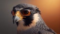 Peregrine Falcon (Falco peregrinus) in tactical sunglasses on white background the fastest animals in the world. Royalty Free Stock Photo