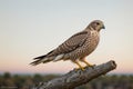 A Peregrine Falcon perched on a branch of a dry tree Royalty Free Stock Photo