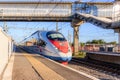 Peregrine Falcon stop . Speed train. The Route Moscow - Saint-Petersburg. the transportation of passengers. Transport. Russian