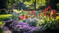 Perennial Plants garden. Enchanting Path Through Perennial Garden Royalty Free Stock Photo