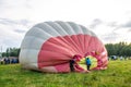 Pereslavl-Zalessky, Yaroslavl region / Russia - July, 20, 2019: Inflating and installing balloons to start at the festival of Aero