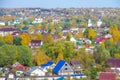 Pereyaslavl-Zalessky, Yaroslavl Oblast, Russia - October, 2021: Top view on the ancient town of Pereslavl-Zalessky on the Bank of