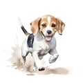 A Perfect Addition to your Designs: Adorable Beagle Puppy Play and Running with fun AI Generated