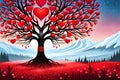 Colorful tree with love sign Royalty Free Stock Photo