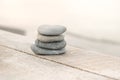 Perfect balance of stack of pebbles on the seashore. Concept of balance, harmony and meditation. Helping or supporting someone for