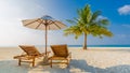 Tranquil beach scene. Exotic tropical beach landscape for background or wallpaper. Design of summer vacation holiday concept. Royalty Free Stock Photo