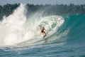 Perfect blue aquamarine wave, empty line up, perfect for surfing, clean water, Indian Ocean,  Mentawai Royalty Free Stock Photo